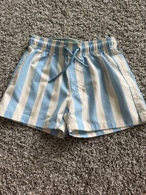Cotton On Boys Light Blue and White Striped Swim Trunks